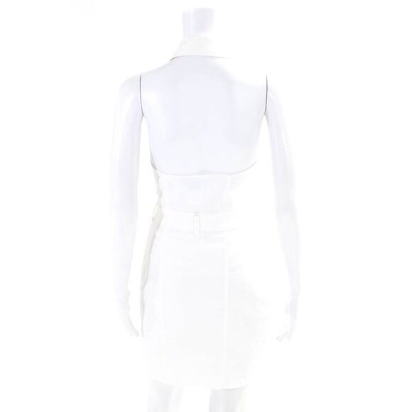 Retrofete Womens Belted Denim Sleeveless Shirt Dress White Size Small - Picture 3 of 6